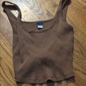 Old Navy Brown Ribbed Crop Tank Top
